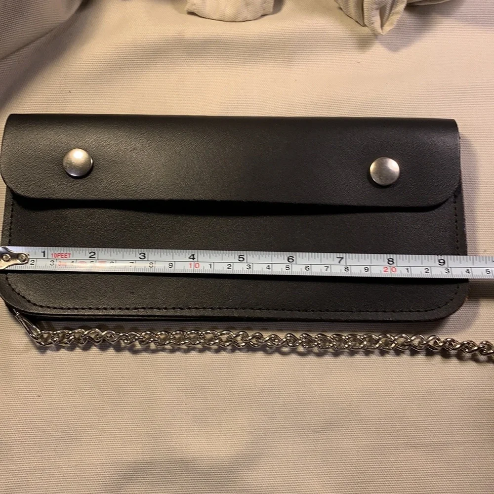 NWOT Leather large wallet on a chain, Motocycle